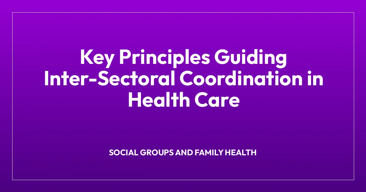 Key Principles Guiding Inter-Sectoral Coordination in Health Care